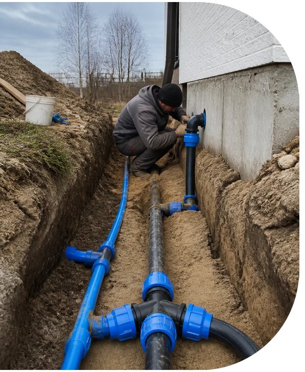 Монтаж наружного водопровода на участке под ключ в Электростали